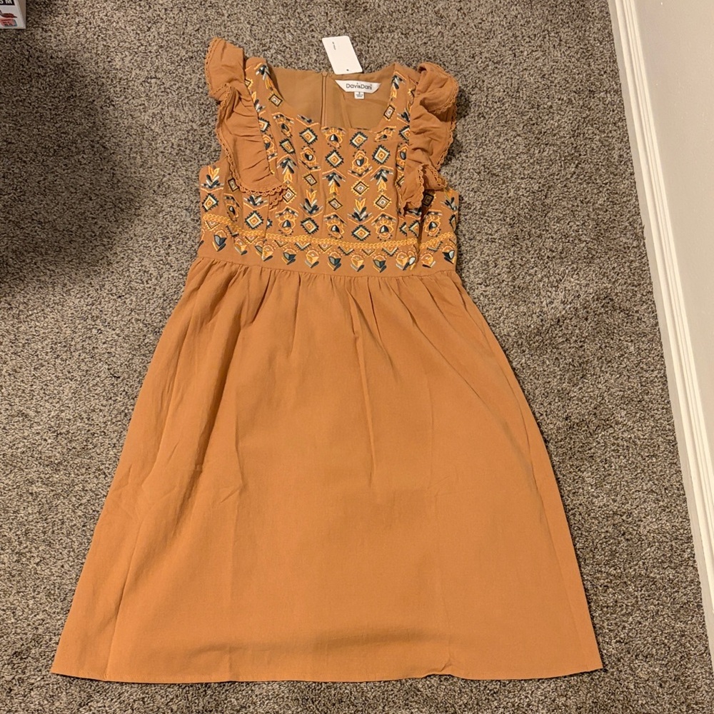 DAVI & DANI Orange Dress with Ruffle Detail